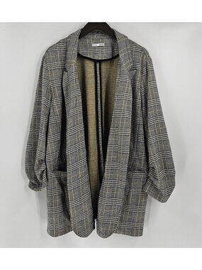 Dex women’s plaid blazer open front 3/4 sleeve size 2X Pockets